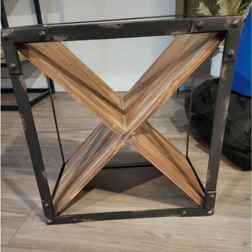 Rustic style wooden wine bottle holder